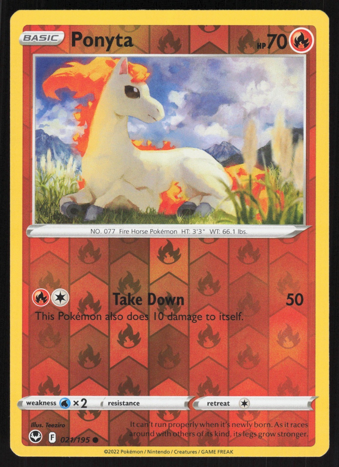 Ponyta Reverse Holo 021/195 NM SWSH12: Silver Tempest Pokemon Card
