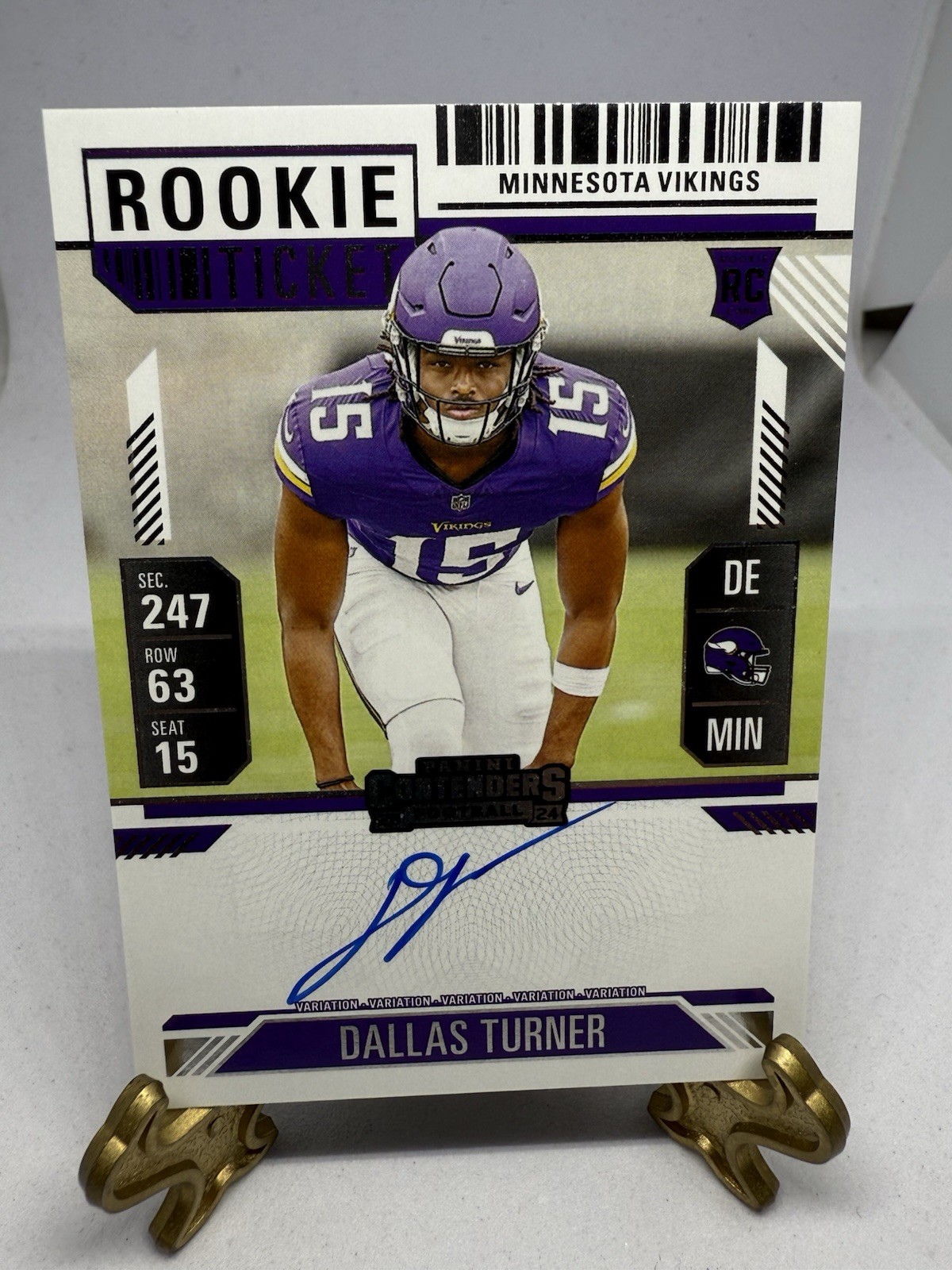 2024 Panini Contenders Rookie Ticket Dallas Turner Auto- Minnesota Vikings