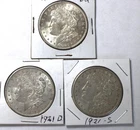 SET OF 3 MORGAN SILVER DOLLARS - 1921 P,D,S - LAST YEAR MINTED! (Ref # MSD-214)