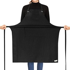 Stripe Stretch Apron for Men Women Chef Big and Tall Large Striped Black