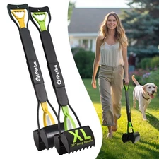 iPetba Large Dog Pooper Scooper for Yard - 32" Long Handle, No Bending, 2 Pack