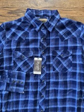 Wrangler Retro Mens Button-Up Long Sleeve Pearl Snap Western Shirt Large NWT