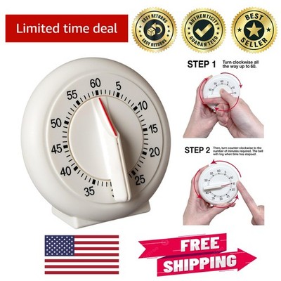 60-Minute Kitchen Timer - Easy-to-Read Design & Long Ring for Precise Timing