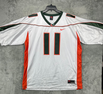 VTG Nike Adult Miami Hurricanes Football NCAA Jersey Sz XXL White