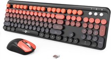 FOPETT Wireless Keyboard and Mouse Combo, 104 Keys Full-Sized 2.4 GHz Dropout...