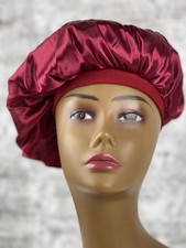 silk night sleep cap hair bonnet women Burgandy, Lightweight , Comfortable