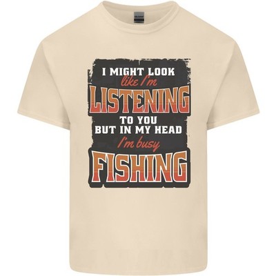 Mein Kopf I'M Busy Fischen Fischer Lustig Herren Leichte Baumwolle T-Shirt
