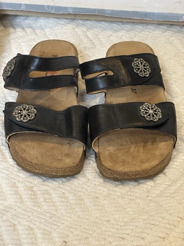Haflinger Stiefmütterchen 2 Riemen schwarz Slipper Pantoletten Sandalen Damen Größe EU 37 US 6 - Bild 3 von 8