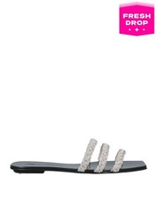 RRP€650 SANTONI Leather Slide Sandals US6 UK3 EU36 Rhinestones Made in Italy