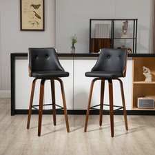 Counter Height Bar Stools Set of 2 Bar Chairs with Footrest, Black