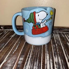 Peanuts Snoopy Coffee Tea Mug Woodstock Christmas Snow Large Cup 24 fl oz