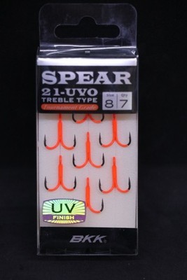 BKK Spear-21 UVO Treble Hooks - Size 8 - Super Slide Ultra Violet Orange Hook