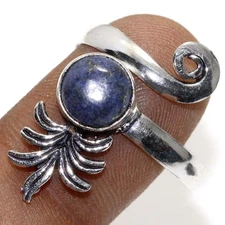 Lapis Lazuli 925 Silver Plated Tiny Ring US FreeSize Gift Jewelry JW