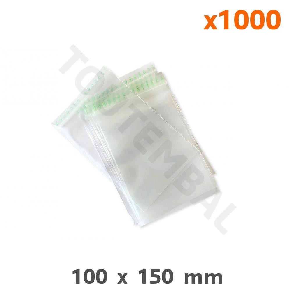 Sachet zip écologique 100x150 pochette plastique recyclé transparente