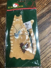 KURT ADLER Yellow/Orange  Tabby Cat Ornament 5.5" Resin **NEW**