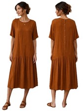 Vintage Compagnie Internationale Express Amber Gauze Drop Waist Midi Dress Sz L