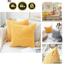 Yellow Throw Pillow Covers 18x18 Set of 2 Super Soft Couch Pillow Covers Deco...