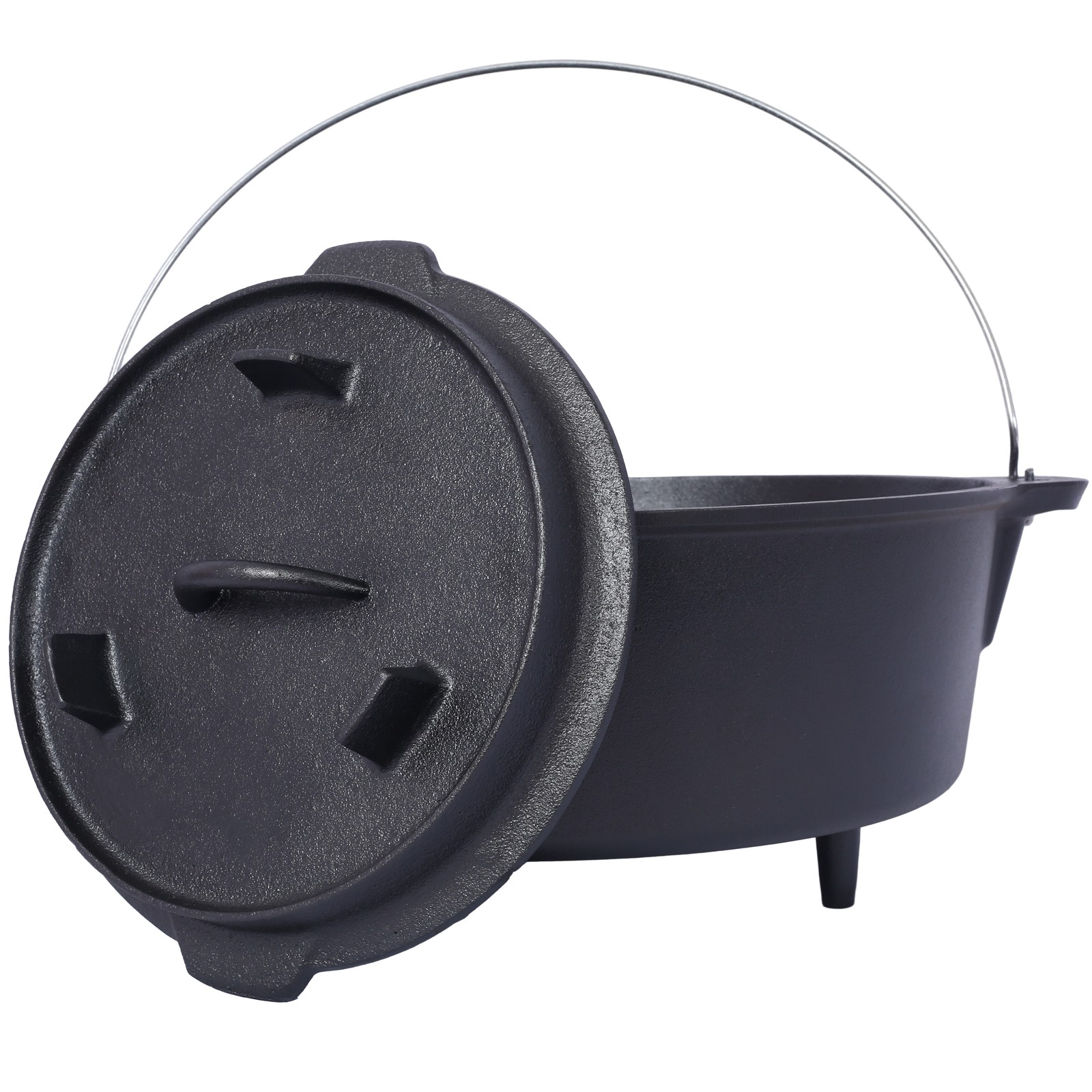 Pre-Seasoned Cast Iron Dutch Oven with Skillet Lid for Camping & Outdoor Cooking