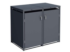 SCHARTEC® Mülltonnenbox 2er Metall 240l Mülltonnenhaus Mülltonnenverkleidung 2