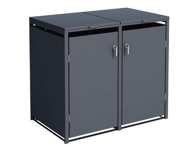 SCHARTEC  Mülltonnenbox 2er Metall 240l Mülltonnenhaus Mülltonnenverkleidung 2
