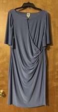 Anne Klein Women's Blue Short Sleeve Dress Size 16