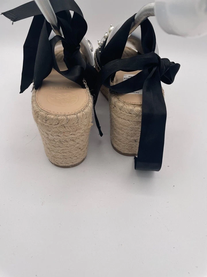 Sandalia de plataforma Guess para mujer talla 7M cuero negro sin cordones punta abierta GWRAZZLE Foto 3 de 4