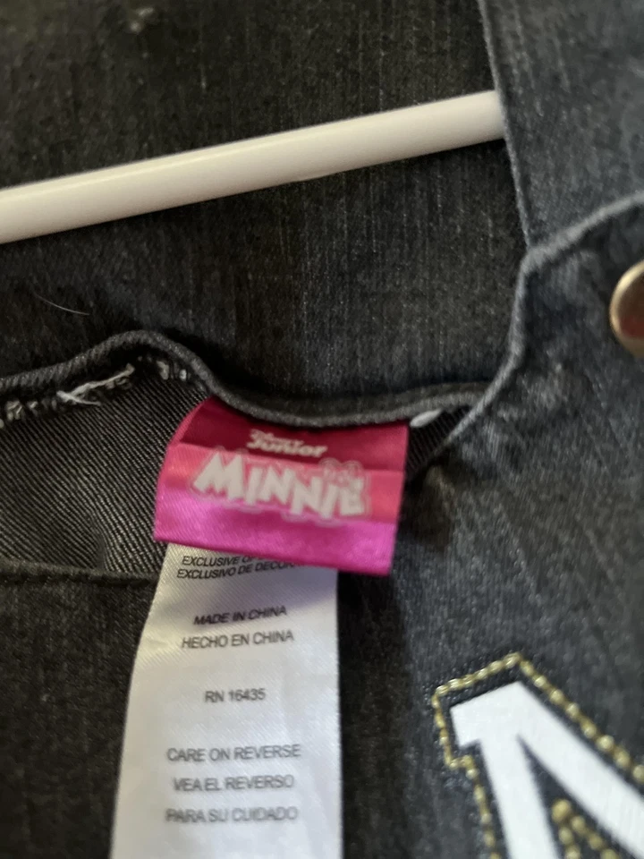 Vestido Disney Minnie Mickey Niñas 3T Negro Denim Jersey Delantal Corazones Lentejuelas Foto 4 de 4