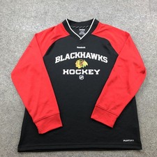 Chicago Blackhawks Shirt Mens Large Black NHL Hockey Reebok PlayDry Long Sleeve