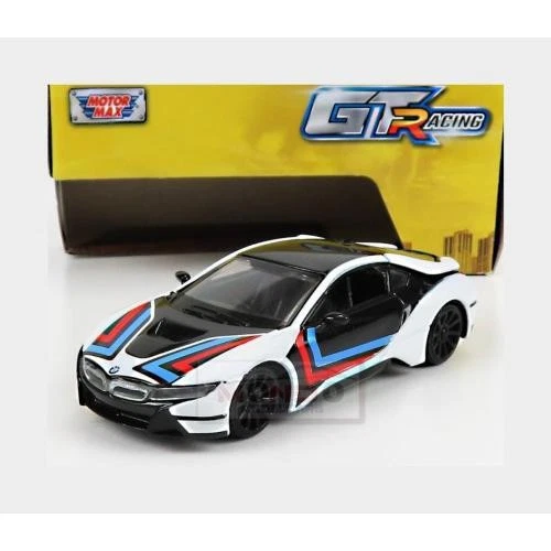 1:43 MOTORMAX Bmw I8 Coupe Gt Racing 2018 White Black Blue Red MTM79413 - Immagine 2 di 2
