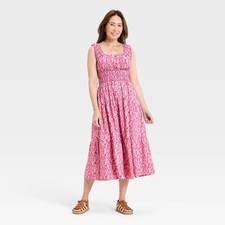 Universal Thread Women's Sleeveless Button-Front Smocked Maxi Empire Waist Dress