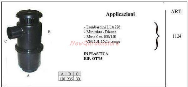 ÖLfilter Lombardini FüR Motorhacke LGA226 1124-image