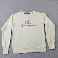 Champion Sweatshirt Womens Medium Ivory Logo Graphic Pullover