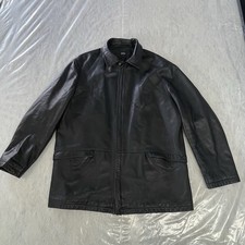 HUGO BOSS Leather Jacket Coat Full Zip Distre...