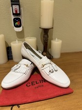 New Hand Made In Italy Celine White Tassels Eu Size 42.5 Us Size 9 M