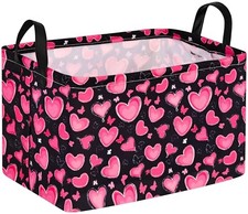 Empty Gift Basket for Girls Heart Print Storage Cube for Women, Peach heart