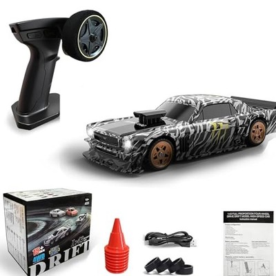 1/43 Mini RC Drift Car with Gyroscope, 2.4GHz 4WD Full Proportional Black-g