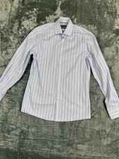 Tommy Hilfiger THFlex Supima Slim Fit Stretch Shirt S 14.5 32/33 Blue Stripe