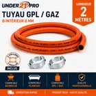 LPG gas hose 2 m Ø 8 mm interior + 2 collars offered flexible rubber