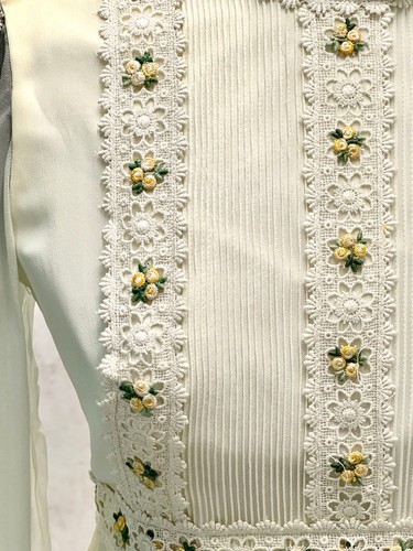 Vintage 70s Boho Prairie Hippy Style Off White Chiffon Maxi Dress S-M, $69 - Photo 4