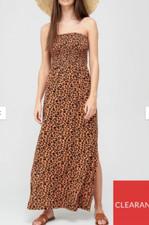 V by Very Shirred Bandeau Maxi Dress - Animal Print - UK 20