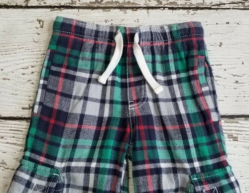 MINI BODEN 7 8 Boys Green Question Mark Tee Plaid Flannel Tartan Cargo Pants - Picture 6 of 8