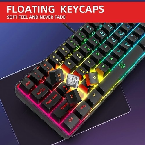 Snpurdiri 60% Wired Keyboard Gaming RGB Backlit Ultra-Compact Waterproof 61 keys - Bild 5 von 6