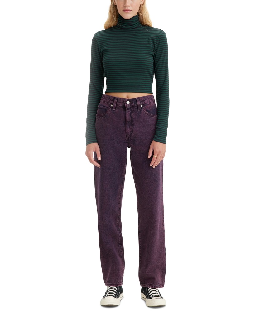 Women's Mid Rise Cotton 94 Baggy Jeans Forest Plum 34
