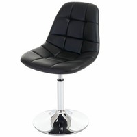 Stuhl HWC-A60, Esszimmerstuhl Drehstuhl, Retro, Kunstleder Schwarz, Chromfuß