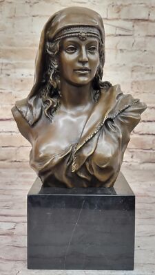 Handgemacht Unterzeichnet Kunstwerk Atemberaubend Damen Buchse Bronze Statue Art