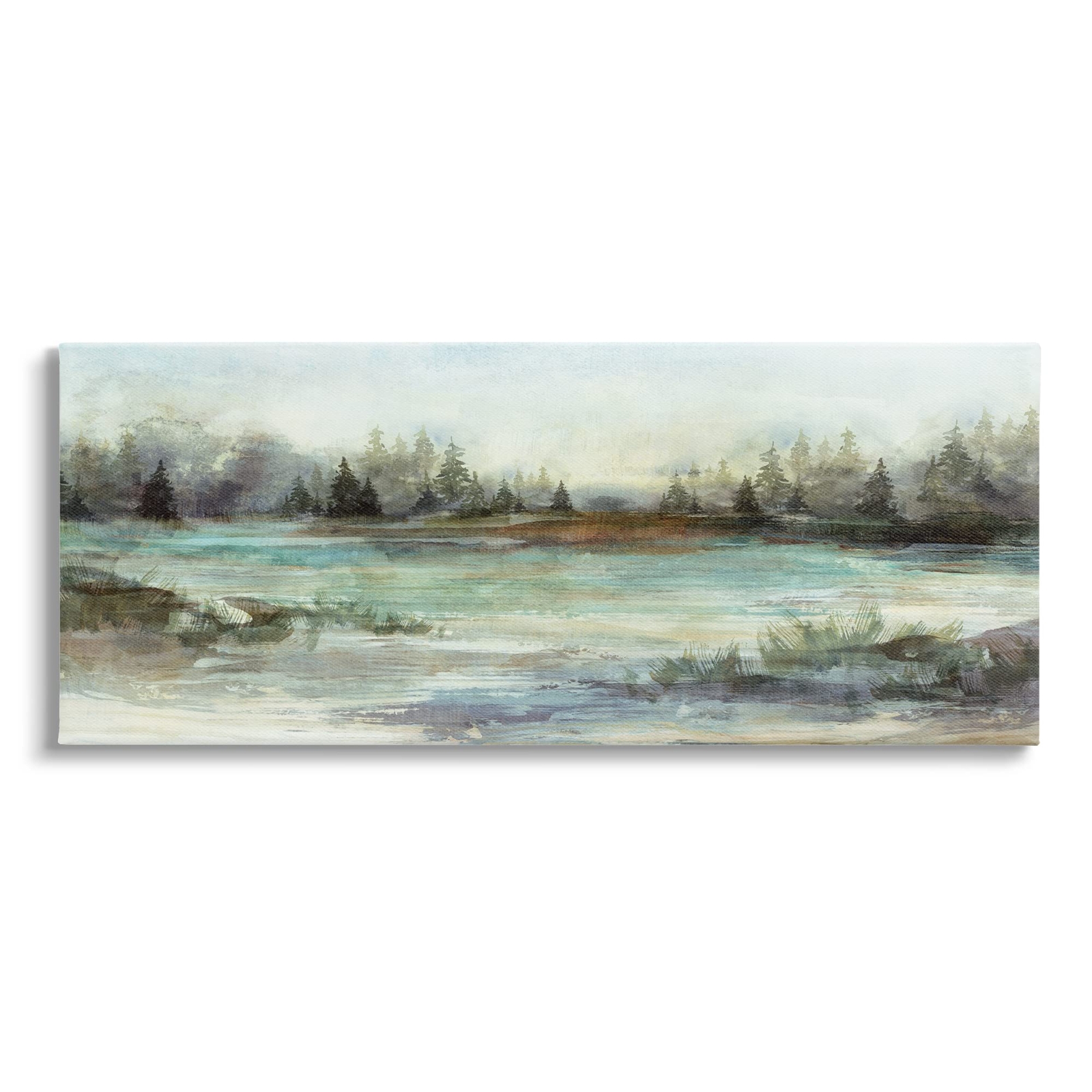 Woodland Nature Pond Landscape Canvas Wall Art by Nina Blue