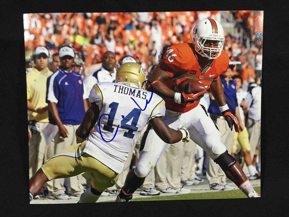MIAMI HURRICANES CLIVE WALFORD SIGNED AUTOGRAPHED FOOTBALL 8X10 PHOTO COA  *!!