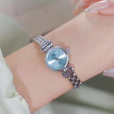 Vintage Minimalist Women Watch Round Face Silver Tone Women's Quartz Wrist Watch