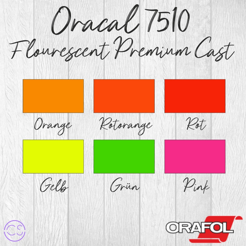 (32,54€/m²)Vinylfolie Tagesleuchtfolie Oracal 7510 DIN A4 (21x30cm)