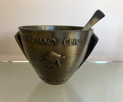 Vintage Pharmacy Class 1973 Mortar & Pestle Rx Secundum Artem Schering